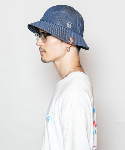 モデル頭囲：58.5 着用サイズ：ONESIZE