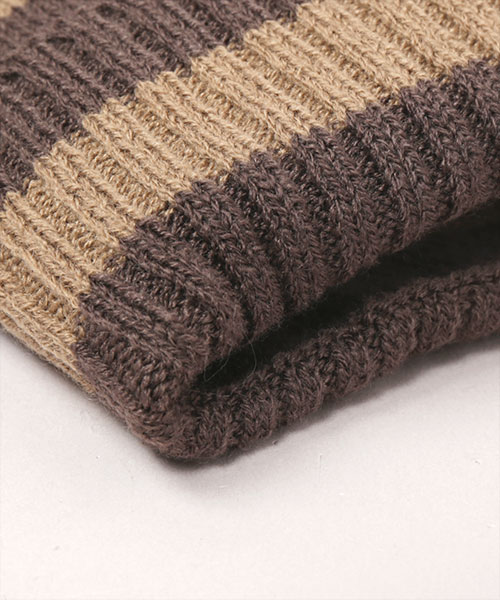 LONG LONG KNITTED HAT BLACK x WHITE ONESIZE