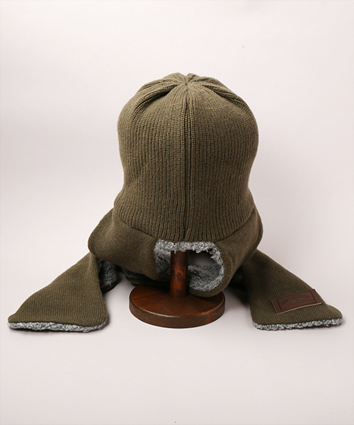 KNITTED SCARF FLYING CAP KHAKI ONESIZE