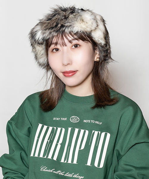 モデル頭囲：56cm 着用サイズ：ONESIZE