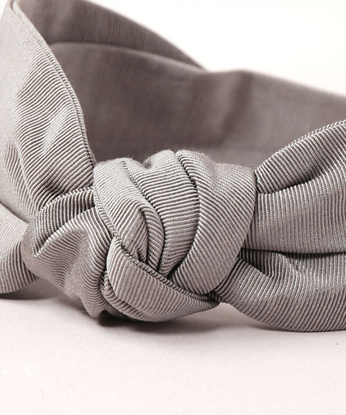 GROSGRAIN BOW HEADBAND GRAY ONESIZE