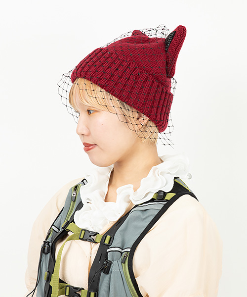 モデル頭囲：54.5cm 着用サイズ：ONESIZE