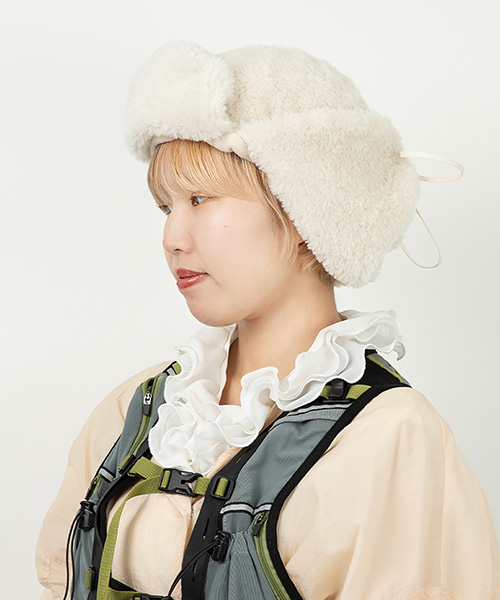 モデル頭囲：54.5cm 着用サイズ：ONESIZE