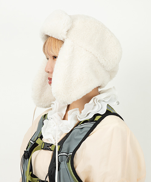 モデル頭囲：54.5cm 着用サイズ：ONESIZE