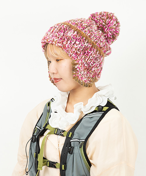 モデル頭囲：54.5cm 着用サイズ：ONESIZE