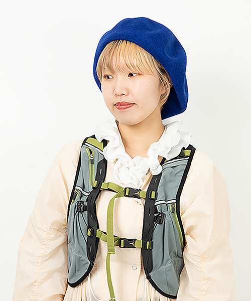 モデル頭囲：54.5cm 着用サイズ：ONESIZE