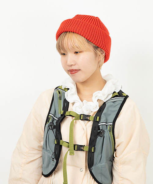 モデル頭囲：54.5cm 着用サイズ：ONESIZE